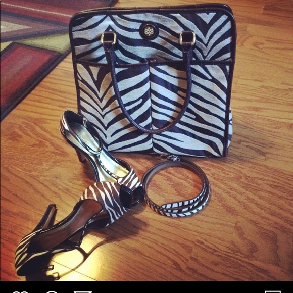Antonio Melani brown zebra print purse combo.
